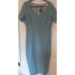 Pinup Couture Priscilla Wiggle Dress 2X NWT Rockabilly Light Blue Plus Size